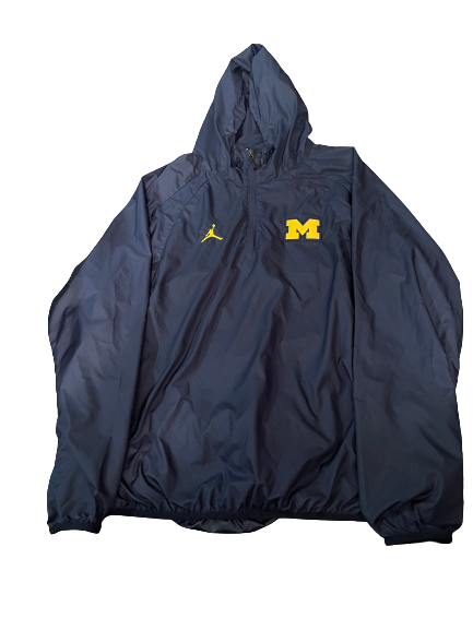 Mike McCray Michigan Football Team Issued Quarter-Zip Rain Jacket (Size XL)