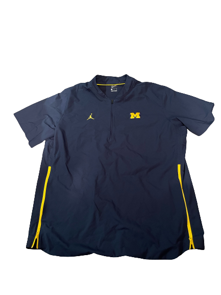 Mike McCray Michigan Football Team Issued Short Sleeve Quarter-Zip Pullover (Size XL)