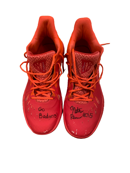 Nate Reuvers Wisconsin Basketball SIGNED Game Worn Shoes (Size 13.5)