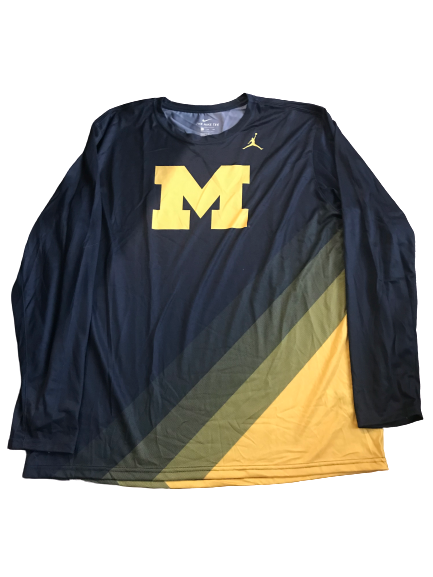 Jon Teske Michigan Team Issued Jordan Long Sleeve Shirt (Size XXL)