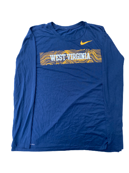 George Campbell West Virginia Football Team Issued Long Sleeve Workout Shirt (Size 2XL)