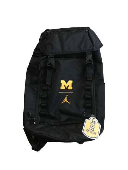 Jon Teske Michigan Team Issued Jordan Backpack with Travel Tag