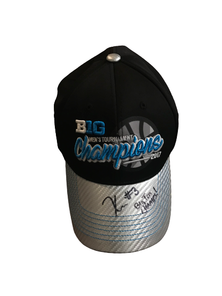 Zavier Simpson Michigan Signed 2017 Big Ten Tournament Champions Hat with a Piece of the Net (Photo matched)