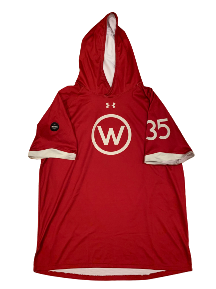 Nate Reuvers Wisconsin Basketball Player Exclusive Short Sleeve Hooded Warm-Up (Size XXL)