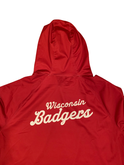 Nate Reuvers Wisconsin Basketball Player Exclusive Short Sleeve Hooded Warm-Up (Size XXL)