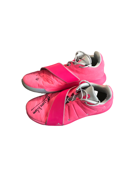 Zavier Simpson Signed & Inscribed Game Worn Michigan Player Exclusive Breast Cancer Awareness Basketball Shoes (Photo Matched)