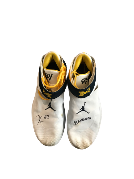 Zavier Simpson Signed & Inscribed Michigan Player Exclusive Game Worn Basketball Shoes (Photo Matched)