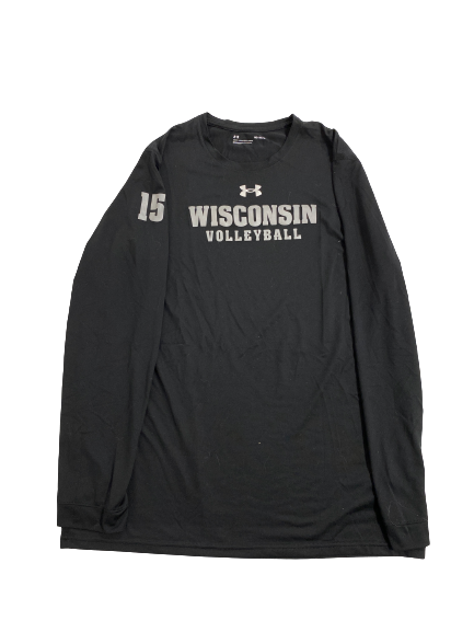 Jade Demps Wisconsin Volleyball Player-Exclusive Long Sleeve Pre-Game Warm-Up Shirt With 