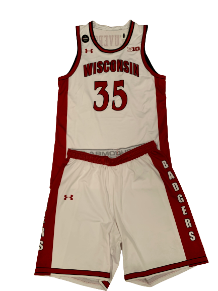 Nate Reuvers Wisconsin Basketball Game Worn Throwback Uniform Set (2/9/20 Vs Ohio State) - Photo Matched