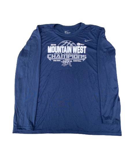 Kuba Karwowski Utah State Basketball Team Issued Long Sleeve "2019 Mountain West Champions" Long Sleeve Shirt (Size 2XL)