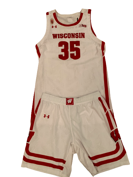 Nate Reuvers Wisconsin Basketball 2020-2021 Game Worn Uniform Set - Photo Matched
