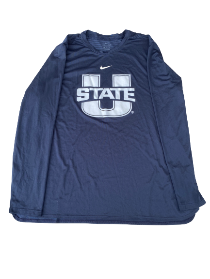 Kuba Karwowski Utah State Basketball Team Issued Long Sleeve Workout Shirt (Size 2XL)