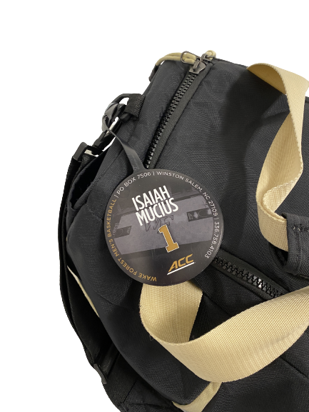Isaiah Mucius Wake Forest Basketball Travel Duffle Bag with Player Tag and 
