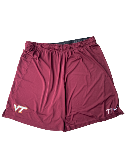 Christian Darrisaw Virginia Tech Football Team Issued Workout Shorts WITH NUMBER (Size 3XL)