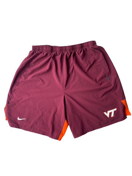 Christian Darrisaw Virginia Tech Football Team Issued Workout Shorts (Size 3XL)