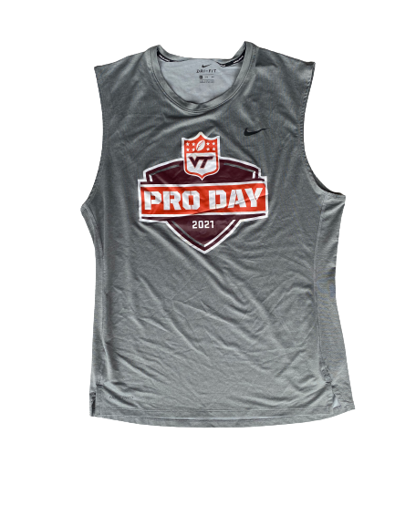 Christian Darrisaw Virginia Tech SIGNED Pro Day Workout Tank (Size 3XL)