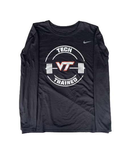 Christian Darrisaw Virginia Tech Football Player Exclusive Long Sleeve Workout Shirt (Size 3XL)
