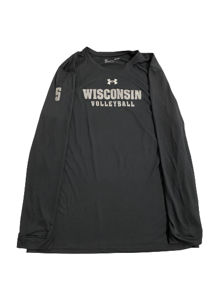 Shanel Bramschreiber Wisconsin Volleyball Player-Exclusive Long Sleeve Shirt With 