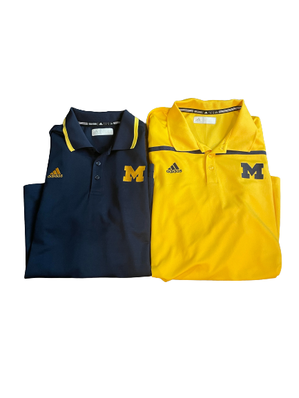 Quinn Nordin Michigan Football Team Issued Set of 2 Polos (Size L, Size XL)