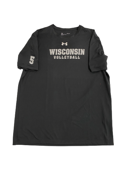 Shanel Bramschreiber Wisconsin Volleyball Team-Issued Pre-Game Warm-Up Shirt With 