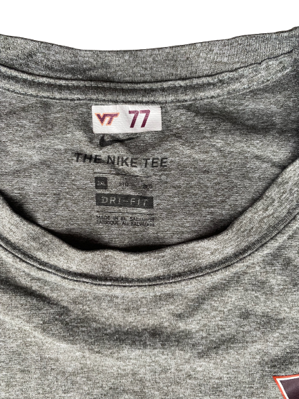 Christian Darrisaw Virginia Tech Football Team Issued Workout Shirt WITH PLAYER TAG (Size 3XL)