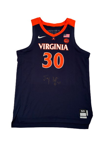 Jay Huff Virginia Basketball Signed 2018-2019 Game Worn Jersey - Photo Matched