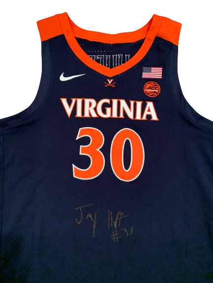 Jay Huff Virginia Basketball Signed 2018-2019 Game Worn Jersey - Photo Matched