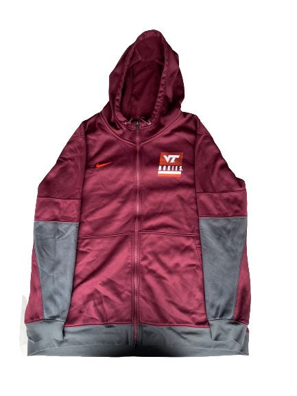 Christian Darrisaw Virginia Tech Football Team Issued Zip Up Jacket (Size 3XL)