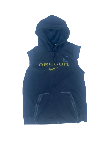 Nick Pickett Oregon Football Player Exclusive Sleeveless Hoodie with Number on Front (Size L)