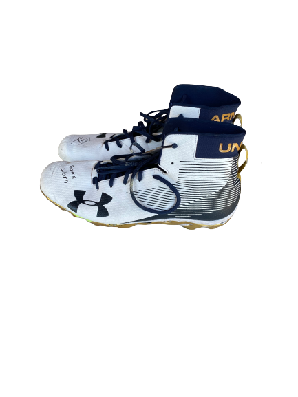 Aaron Banks Notre Dame Football Signed and Inscribed Game Worn Cleats (9/10/2018)(Size 16)
