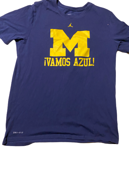 Charles Matthews Michigan Team Issued "Vamos Azul" Jordan T-Shirt (Size L)
