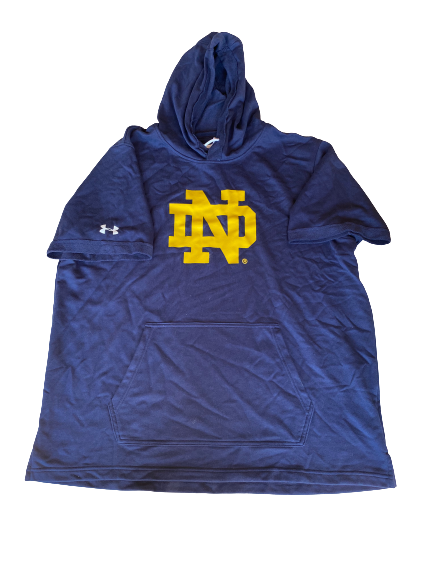 Aaron Banks Notre Dame Football Team Issued Short Sleeve Hoodie (Size 3XL)