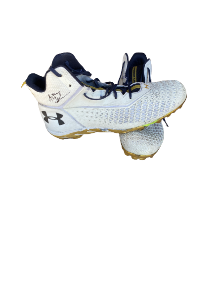 Aaron Banks Notre Dame Football Signed and Inscribed Game-Worn Cleats (Size 16)