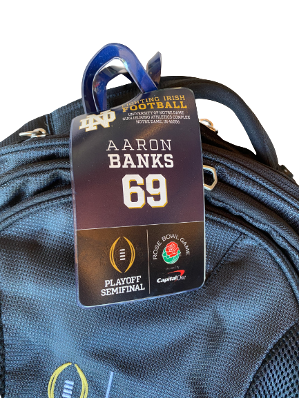 Aaron Banks Notre Dame Football Rose Bowl Player-Exclusive Backpack With Player Tag