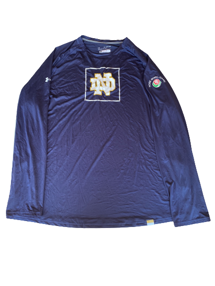 Aaron Banks Notre Dame Football Team Issued Long Sleeve Rose Bowl Workout Shirt (Size 3XL)