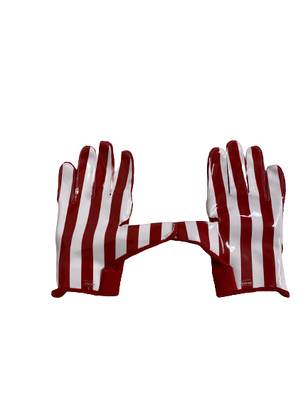 Lance Bryant Indiana Football Player-Exclusive "Candy Cane" Striped Gloves (Size XXL)