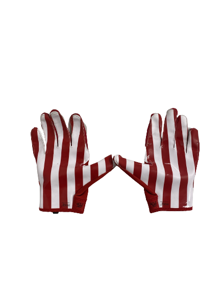 Lance Bryant Indiana Football Player-Exclusive "Candy Cane" Striped Gloves (Size XXL)