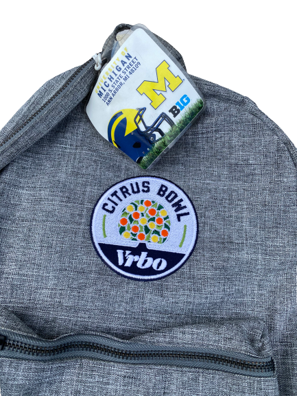 Stephen Spanellis Michigan Football Team Issued Citrus Bowl Backpack with Travel Tag