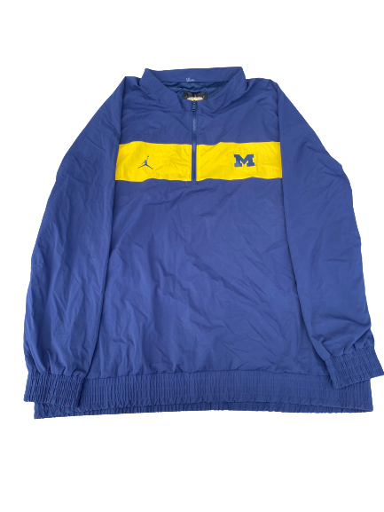 Stephen Spanellis Michigan Football Team Issued Quarter-Zip Pullover with Number on Back (Size 3XL)