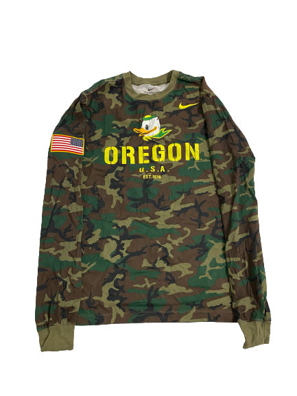 Travis Dye Oregon Football Player-Exclusive Long Sleeve Shirt With 