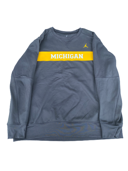Stephen Spanellis Michigan Football Team Issued Long Sleeve Crewneck Pullover (Size 3XL)