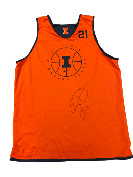 Kofi Cockburn Illinois Basketball SIGNED Worn Reversible Practice Jersey (Size 2XL)