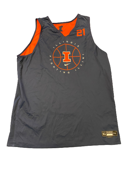 Kofi Cockburn Illinois Basketball SIGNED Worn Reversible Practice Jersey (Size 2XL)