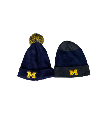 Stephen Spanellis Michigan Football Team Issued Set of (2) Winter Hats