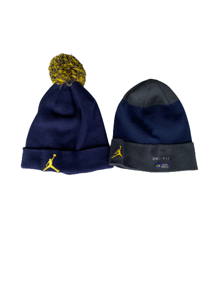 Stephen Spanellis Michigan Football Team Issued Set of (2) Winter Hats
