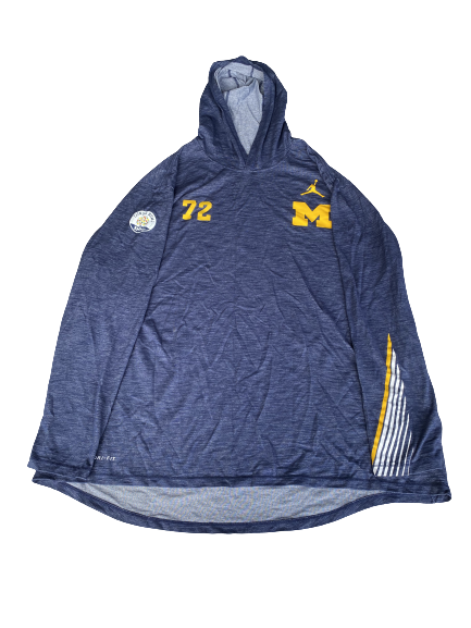 Stephen Spanellis Michigan Football Team Exclusive Citrus Bowl Performance Hoodie with Number (Size 3XL)