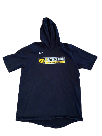 Brandon Smith Iowa Football Player Exclusive Outback Bowl Short Sleeve Hoodie (Size XL)