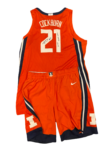 Kofi Cockburn Illinois Basketball SIGNED & INSCRIBED 2019-2020 (FRESHMAN YEAR) Game Worn Uniform Set - Photo Matched