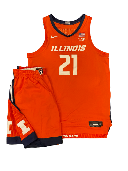 Kofi Cockburn Illinois Basketball SIGNED & INSCRIBED 2019-2020 (FRESHMAN YEAR) Game Worn Uniform Set - Photo Matched