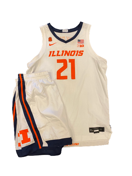 Kofi Cockburn Illinois Basketball SIGNED & INSCRIBED 2020-2021 (SOPHOMORE YEAR) Game Worn Uniform Set - Photo Matched